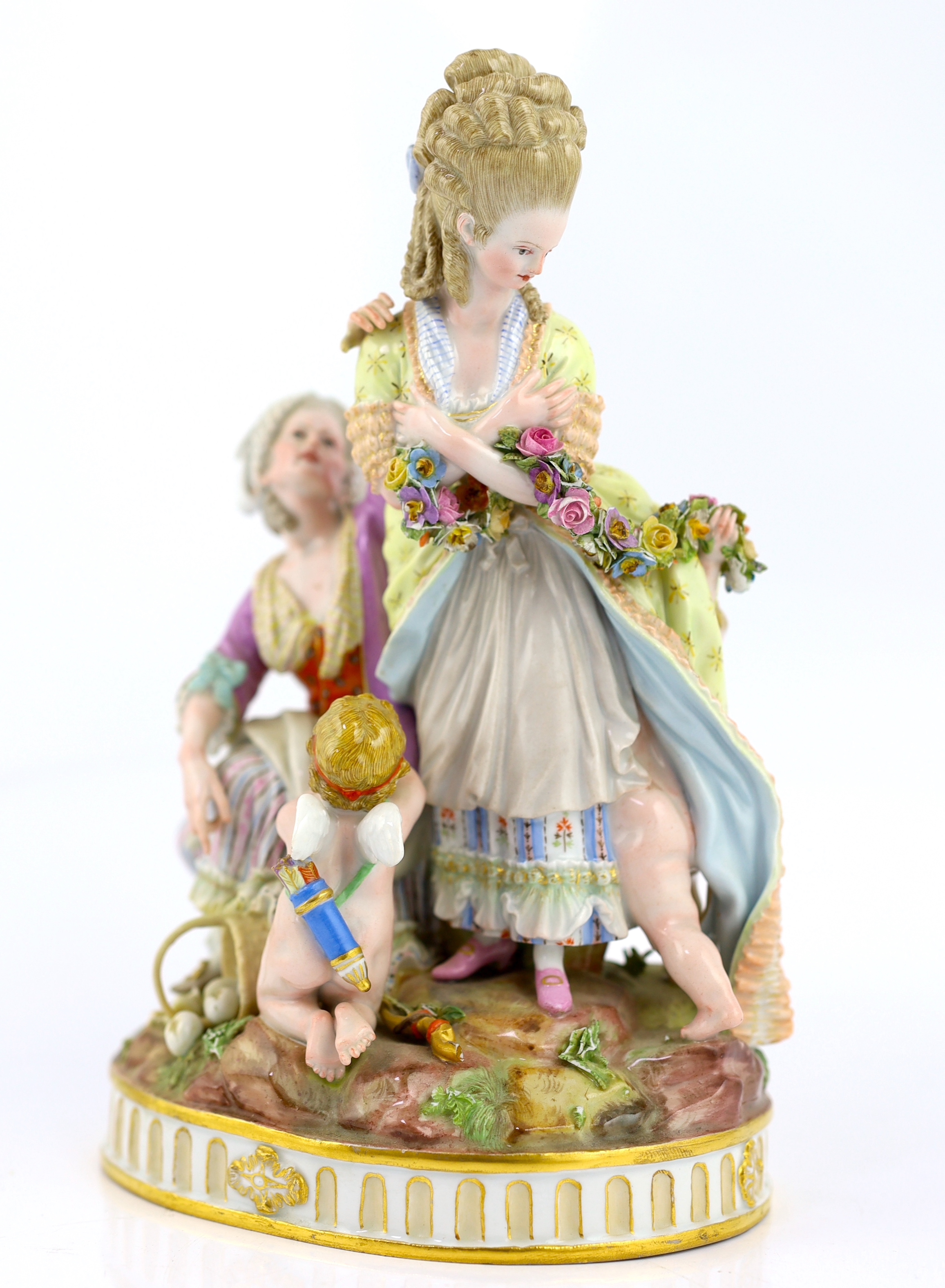 A Meissen group ‘The Broken Eggs’, late 19th century, after Acier